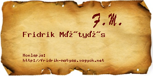 Fridrik Mátyás névjegykártya